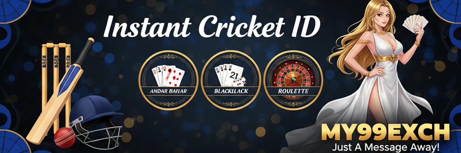 My99Exch instant cricket ID banner with andar bahar, blackjack and roulette