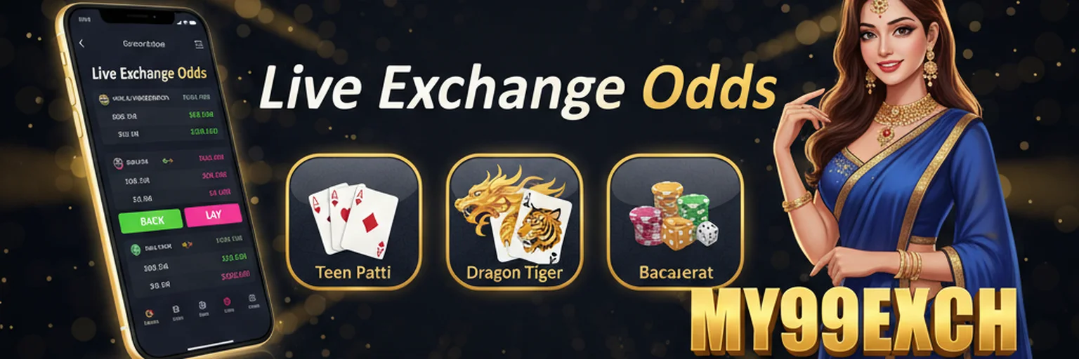 My99Exch live exchange odds banner with teen patti, dragon tiger and baccarat
